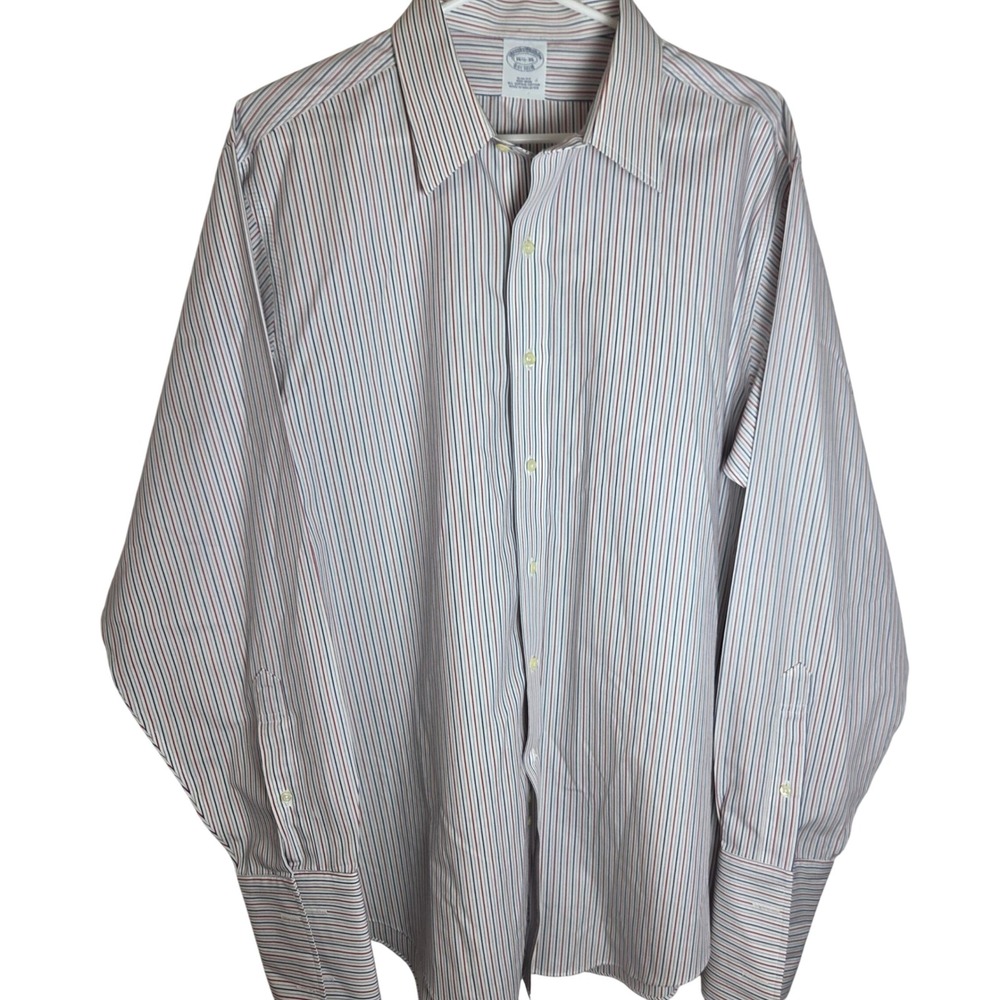 Brooks Brothers Slim Fit Dress Shirt French Cuff Striped Non Iron Mens L